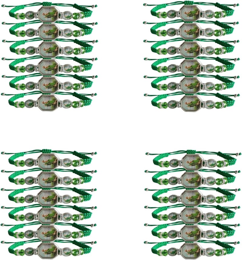 Bovemee 24PCS Virgin Mary Bracelets，Green Saint Jude bracelet Rosary Handmade Mexican bracelets,Virgen de Guadalupe Bracelet San Judas Tadeo Gift For Men Women - Image 1